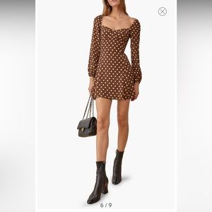 Reformation Mochi Polka Dot Long Sleeve Minidress